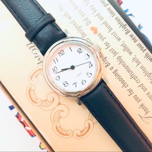 Brighton Watch Silver with Black Leather Band NWT